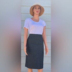 Ann Taylor Black and White Pencil Skirt Midi Length
